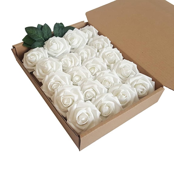 25-50pcs Foam Artificial Rose Heads Flowers Wedding Bride Bouquet Home ...