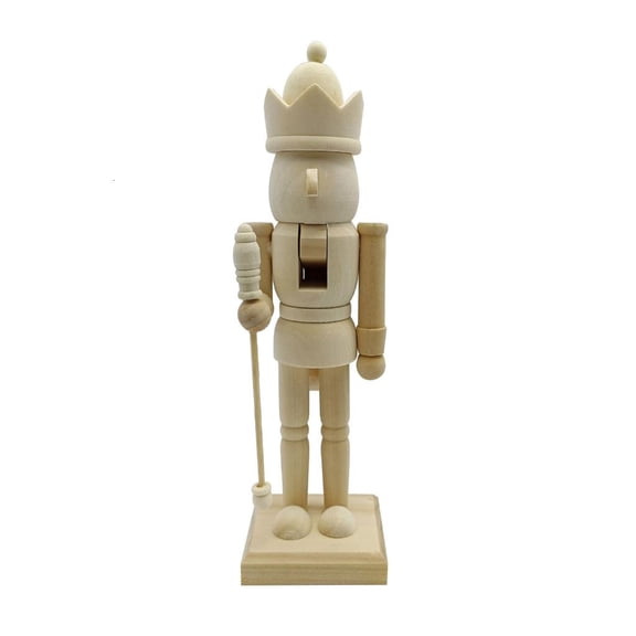 25.5cm Christmas Nutcrackers King Soldier Wood Unfinished Nutcrackers Figurine Painting Craft Unpainted Puppet Ornament