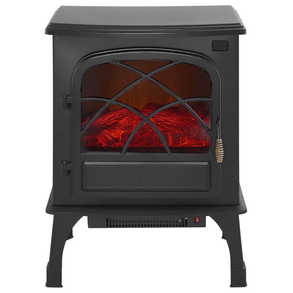 25.5 inch Freestanding Electric Fireplace Stove Heater, 1500W 5120BTU Portable Infrared Heater with Adjustable 3D Flames, Timer, Remote Control, Overheating Protection for Living Room or Bedroom