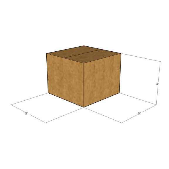 5x5x4 Kraft Brown Corrugated Shipping Boxes, 32 ECT Single-Wall, Qty 25