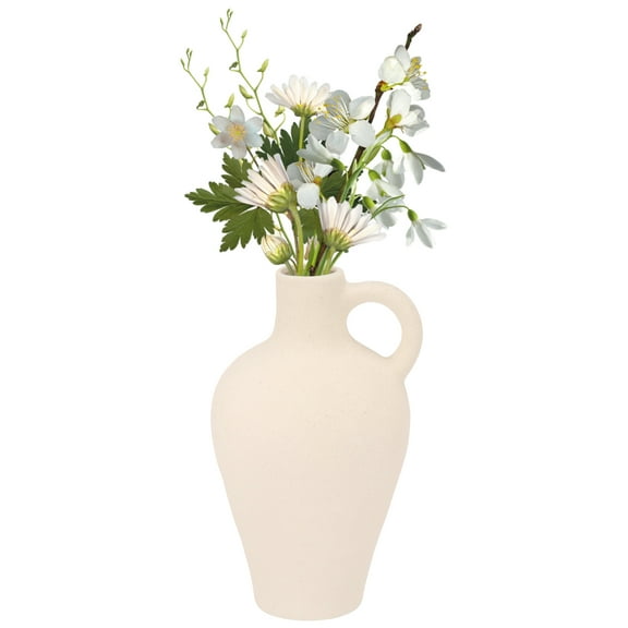 25.6*15cm White Ceramic Vase Small Mouth Versatile Farmhouse Vase Decor With Smooth Matte Surface for Living Room Bedroom Kitchen Entryway