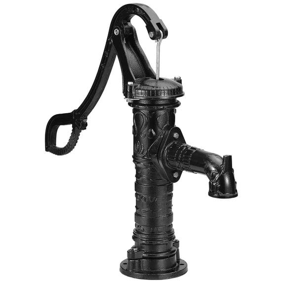 25.6" Antique Cast Iron Hand Water Pump - 22ft Lift Capacity w/ Pre-Drilled Holes - Rust-Resistant Pitcher Pump for Yard, Pond & Garden (Black)