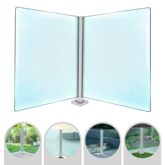 25.6" Balcony Glass Railing Post Stainless Glass Post Balustrade Deck Railing Corner Post