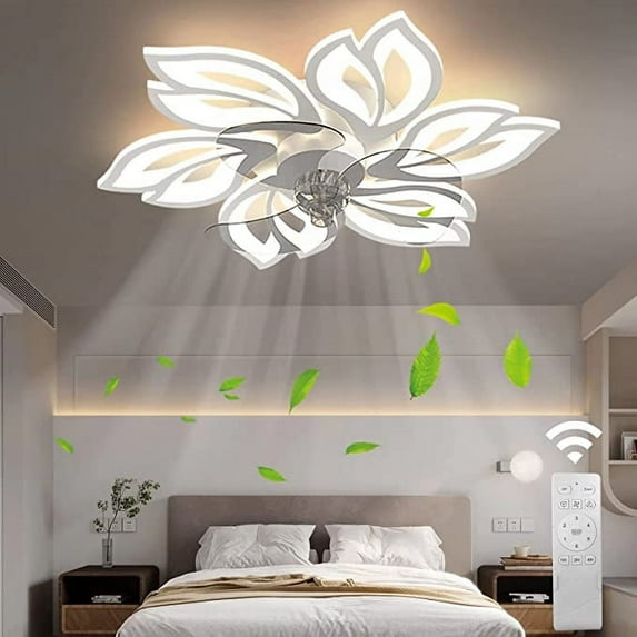 CATFUN Modern 256” Bladeless Flush Mount Ceiling Fan with Light and Remote Control