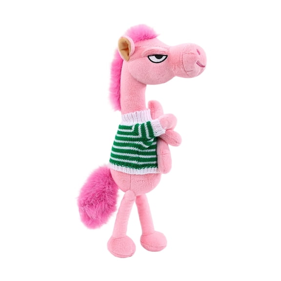 25.6 In Horse Year Plush , Cool Aloof-Expression Horse Stuffed Animal, Unique Stylish Collectible Gift for Adults, Plush Horse Doll Home Decor Pink