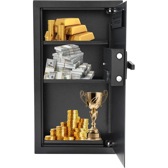 25.6" Tall Wall Safe Between Stud 2 in 1 Fireproof Safe Home Steel Hidden Wall Safe w/2 Emergency Keys for Money Jewelry Documents 14.57*3.94*25.59in