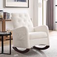thumbnail image 1 of 25.6"W Modern Accent Upholstered Rocking Chair with High Backrest, Comfy Fabric Lounge Chair with Two Side Pocket, Arm Rocking Chair with Wood Base for Living Room Bedroom Office, White Teddy, 1 of 7