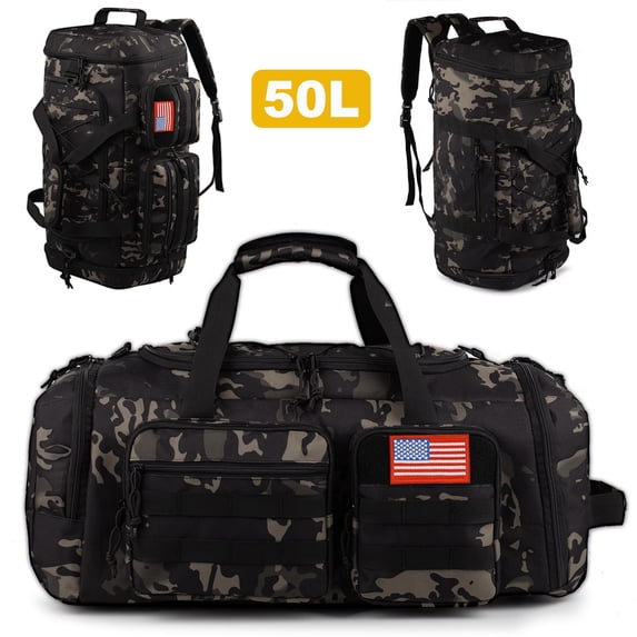 25.6In Gym Bag for Men, 50L Large 3 in 1 Sports Travel Duffle Bag with Shoes Compartment,Water Resistant Travel Backpack Weekender Overnight Bag with Wet Pocket for Women Camping Touring