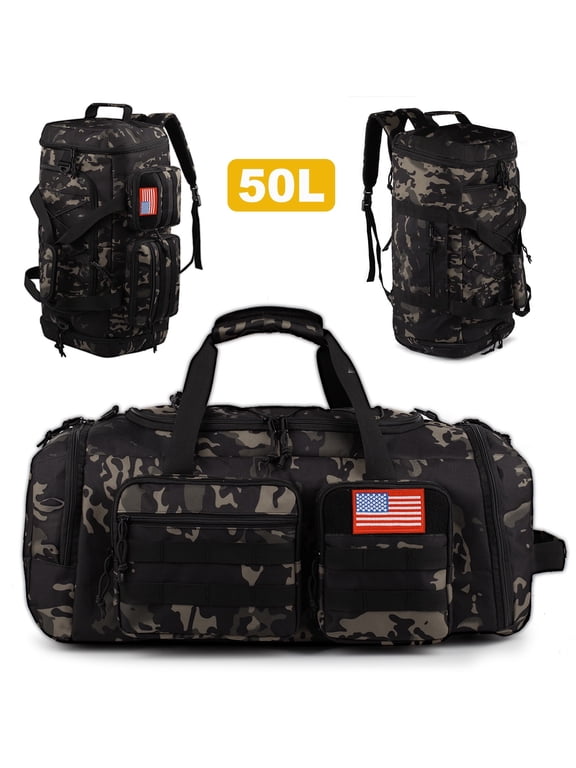 25.6In Gym Bag for Men, 50L Large 3 in 1 Sports Travel Duffle Bag with Shoes Compartment,Water Resistant Travel Backpack Weekender Overnight Bag with Wet Pocket for Women Camping Touring