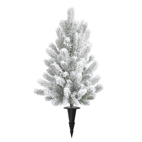 25.6in Faux Artificial Norfolk Pine Christmas Ground Stake Tree, UV Waterproof PVC Evergreen Ground Spike Plant for Outdoor Yard Lawn Porch Garden Farmhouse Winter Xmas Holiday Landscape Curb Decor