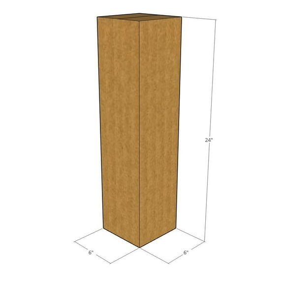 6x6x24 Kraft Brown Corrugated Shipping Boxes, 32 ECT Single-Wall, Qty 25