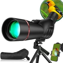 25-75x80 Spotting Scopes with Tripod, Carrying Bag and Quick Phone Holder - BAK4 High Definition Waterproof Spotter Scope for Bird Watching Wildlife Scenery-Black