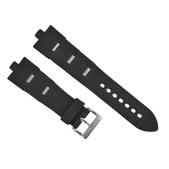 25mm BLACK SILICONE RUBBER WATCH BAND BRACELET FITS, Silver Buckle ...