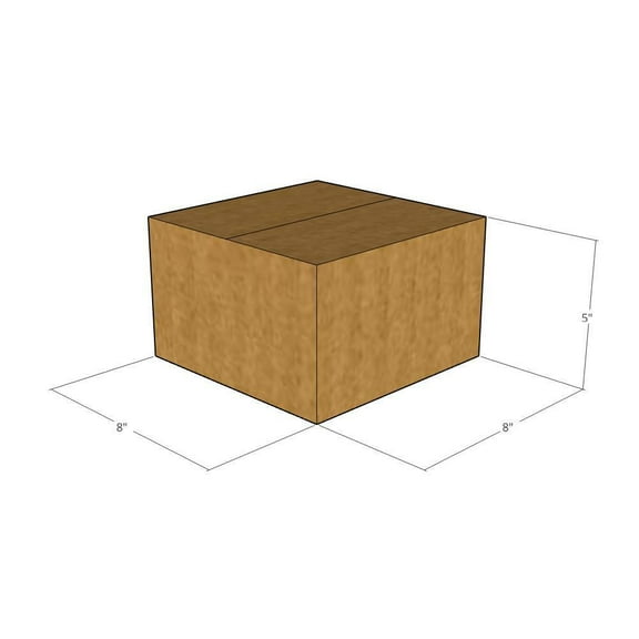 8x8x5 Kraft Brown Corrugated Shipping Boxes, 32 ECT Single-Wall, Qty 25