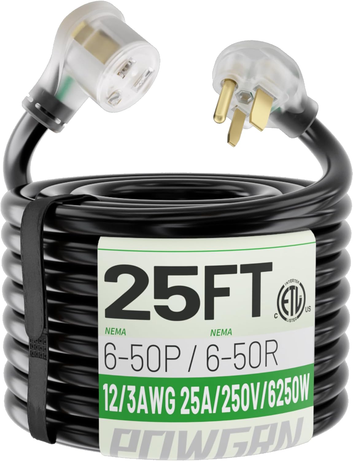 25 AMP 25ft Welder Extension Cord Outdoor with LED Indicator, 12 Gauge