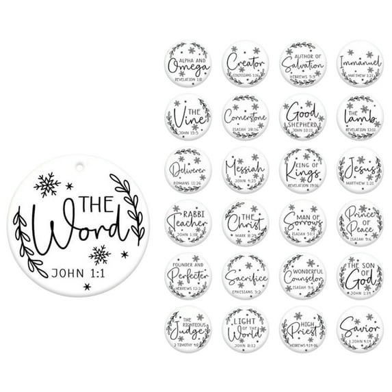 25 Advent Ornaments Set, White Christmas Tree Decorations with Bible Verses, Christian Advent Calendar Ornaments for Holiday Reflection & Gifting, 2 Inch