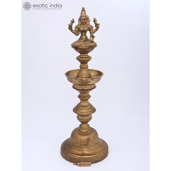 25" Amman Lamp (Goddess Lakshmi Lamp) In Brass | Handmade | Made In India