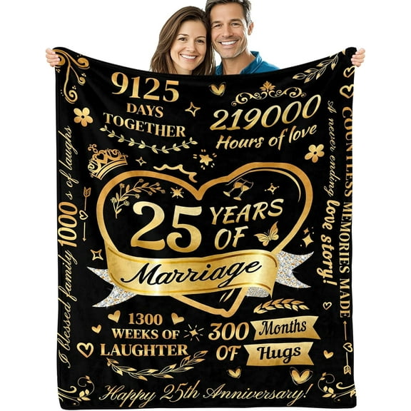 25 Anniversary Blanket, Wedding Anniversary Blanket Gifts, Ultra Soft Throw Blanket, Gift for Boyfriend/Girlfriend, Wife/Husband on Christmas, Thanksgiving, 50x60