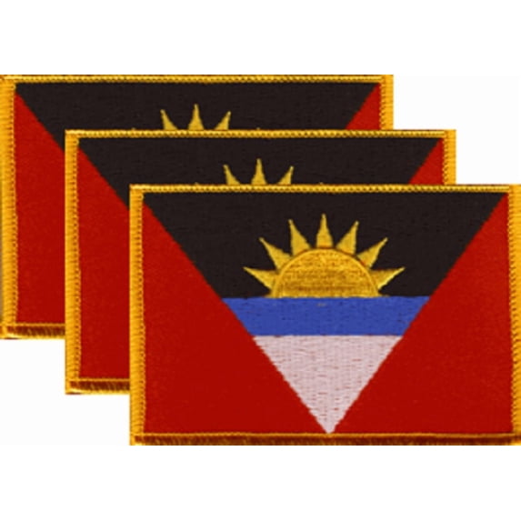 25 Antigua and Barbuda Flag Patches, Embroidered Iron On or Sew On, Measures 3.50" x 2.25"