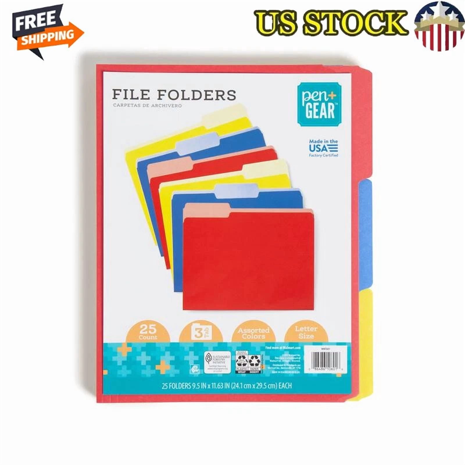 25 Assorted Color File Folders W/ 3 Tab Positions Document Organization New