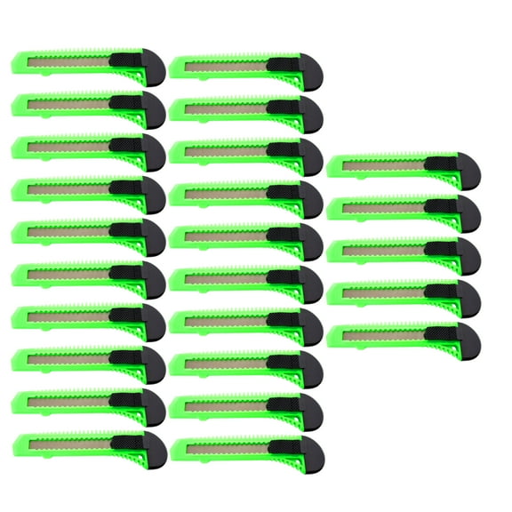 25 BULK Safety Box Cutter Utility Knife Retractable Snap off Razor Blade NEON GREEN