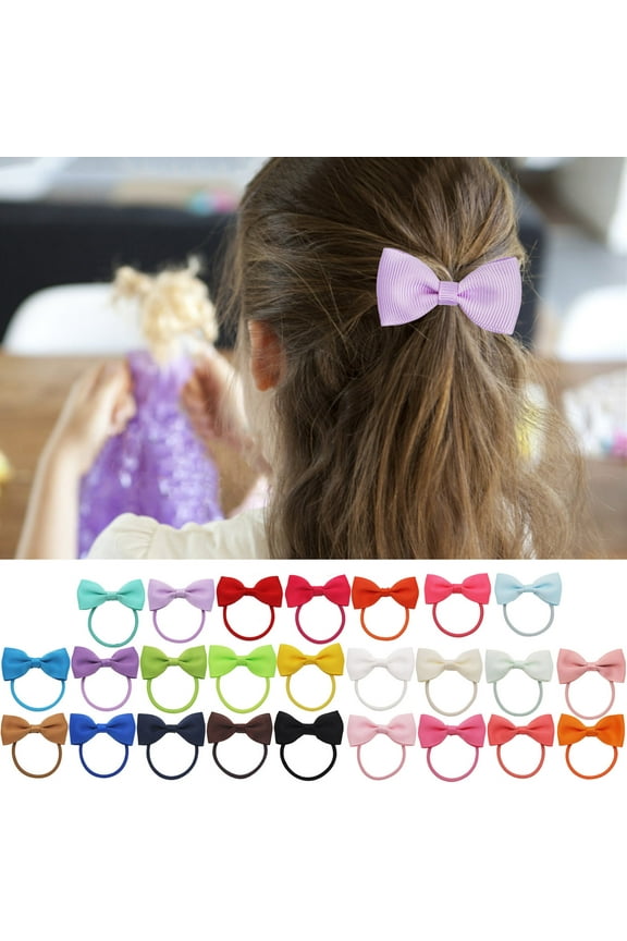 25 Baby Hair Bows Ribbon Ties Elastic Ponytail Holders For Toddler Girls Soft Gentle Hair Accessories 2 Inch
