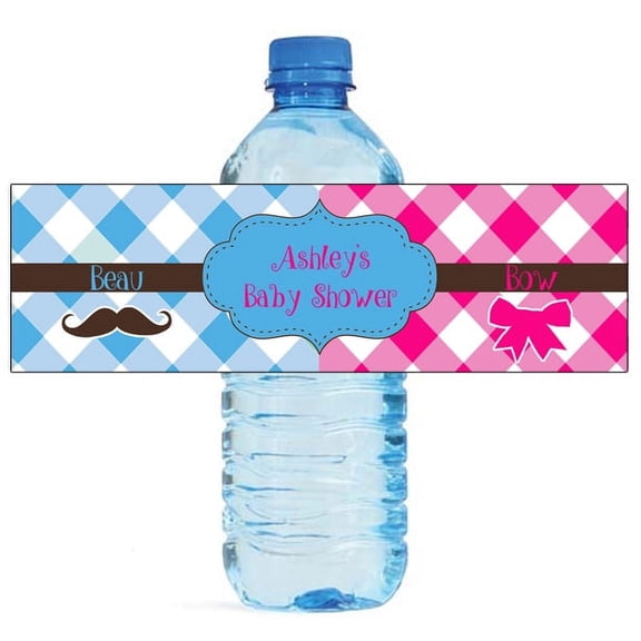 25 Beau or Bow Baby Shower Birthday Celebration Water Bottle Labels