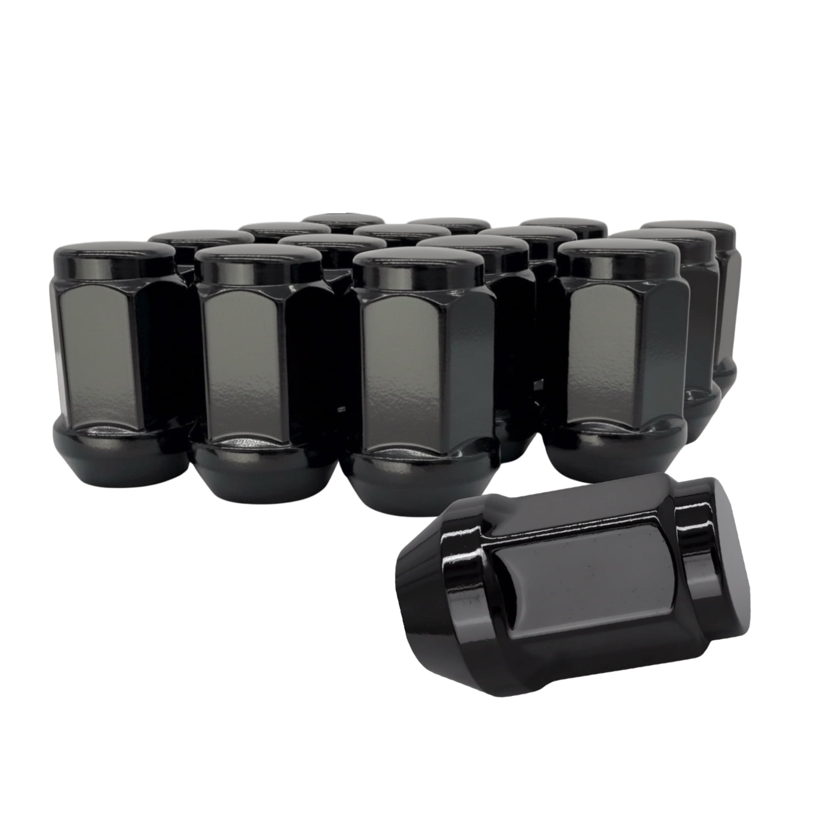 25 Black 1/2 Closed End One Piece Bulge Acorn Wheel Lug Nuts - 3/4, 19mm Hex - 1.38 Inch Tall - Fits Many Dodge, Durango, Jeep, Ford