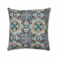 thumbnail image 1 of 25" Blue and Green Damask Pattern Square Throw Pillow, 1 of 3