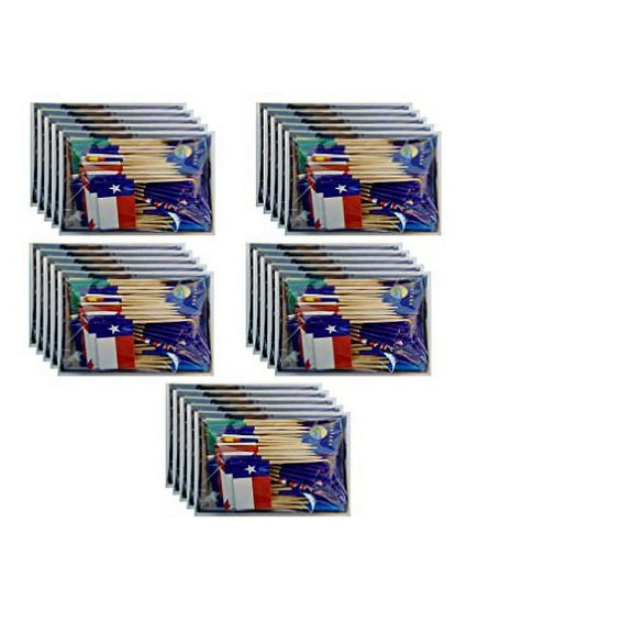 25 Box Wholesale Lot of Assorted State Toothpick Flags, 2500 Small Mini State Flag Cupcake Toothpicks or Cocktail Picks