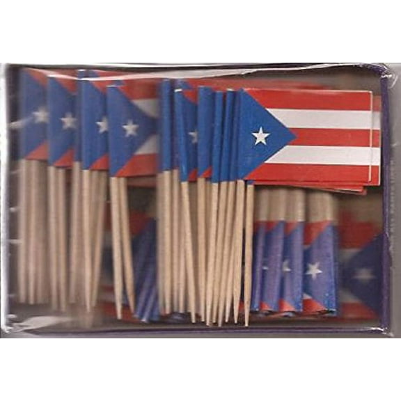 25 Box Wholesale Lot of Puerto Rico Toothpick Flags, 2500 Small Puerto Rican Flag Toothpicks or Cocktail Picks