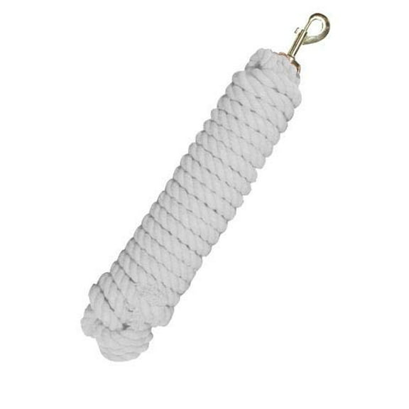 25' Braided Cotton Lunge Line w/ Brass Snap (White)
