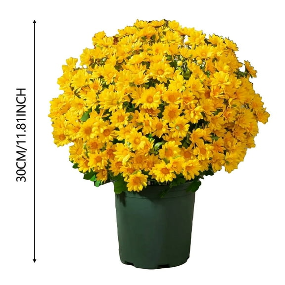 25 Bundles Artificial Sunset Chrysanthemum Flowers Faux Mums for Outdoor Planters UV Resistant Waterproof Windproof Mums Artificial Flowers for Garden Patio Porch Décor