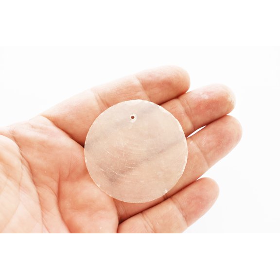 25 Capiz Shells White Round Cut 2" Diameter (50mm) - One Hole - For Crafts Windchimes Ocean Art