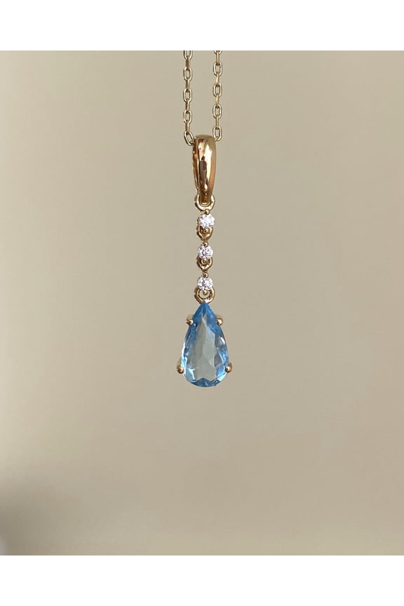 25 Carat Natural Pear Cut Aquamarine Gold Plated Jewelry Sterling Silver Pendant Bridal Necklace For Bride