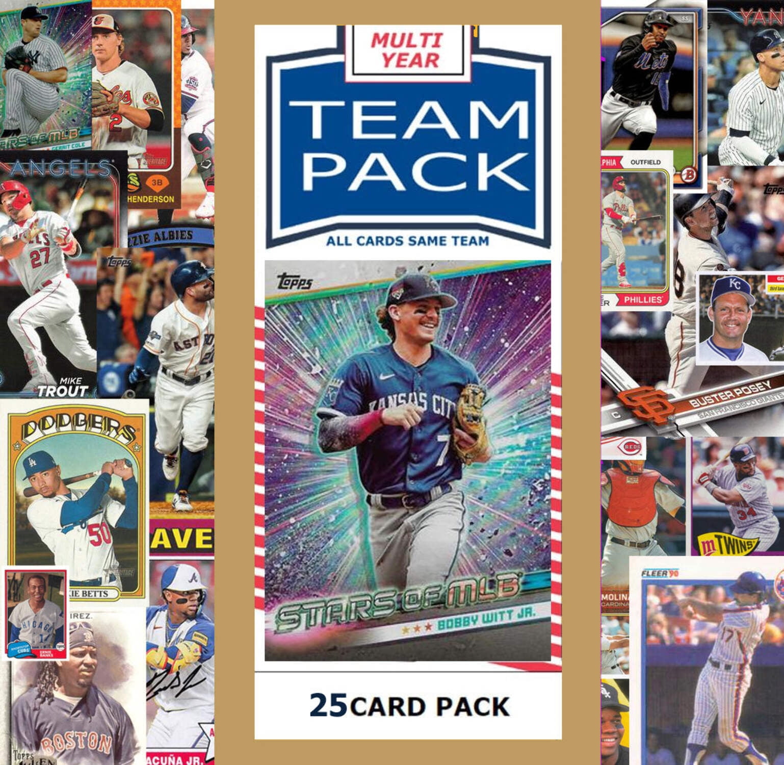 25 Card Multiyear Team Pack Royals Bobby WITT Jr 2024 2023 2025 