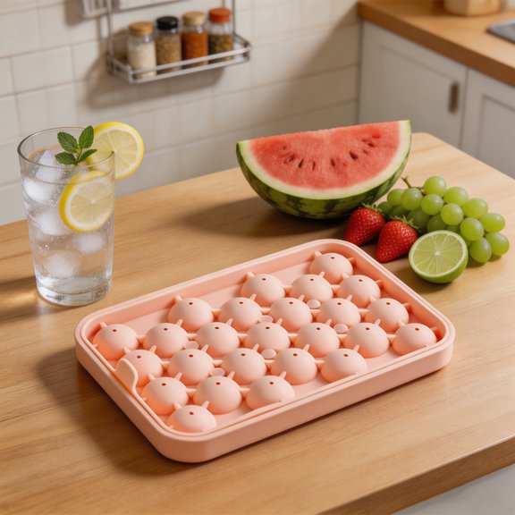 25-Cavity Round Ice Tray, Sphere Ice Ball Mold for Summer Cocktails Whiskey Cold Drinks, Easy-Release Freezer Ice Mold, Blue
