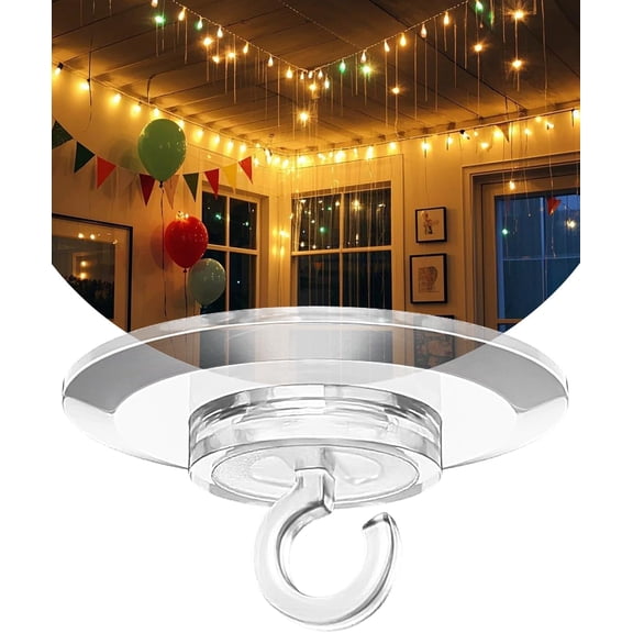 25   Ceiling Hooks for :Clear  Strips Sticky Hook for Ceiling Decorative  Hooks for  Classroom Kitchen Party Halloween Christmas Decorations
