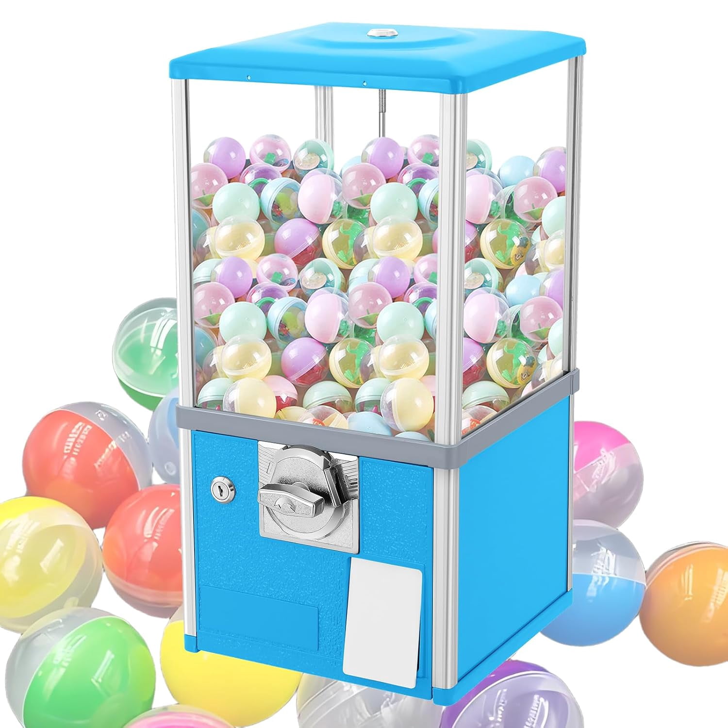 25 Cents Coin Operated Vending Machine, Toy Capsule Vending Machine, Commercial Gumball Machine, 200 Capacity for 1.8"-2" Gashapon, Twister Balls, Capsule Toys, Gumball, Bouncy Balls