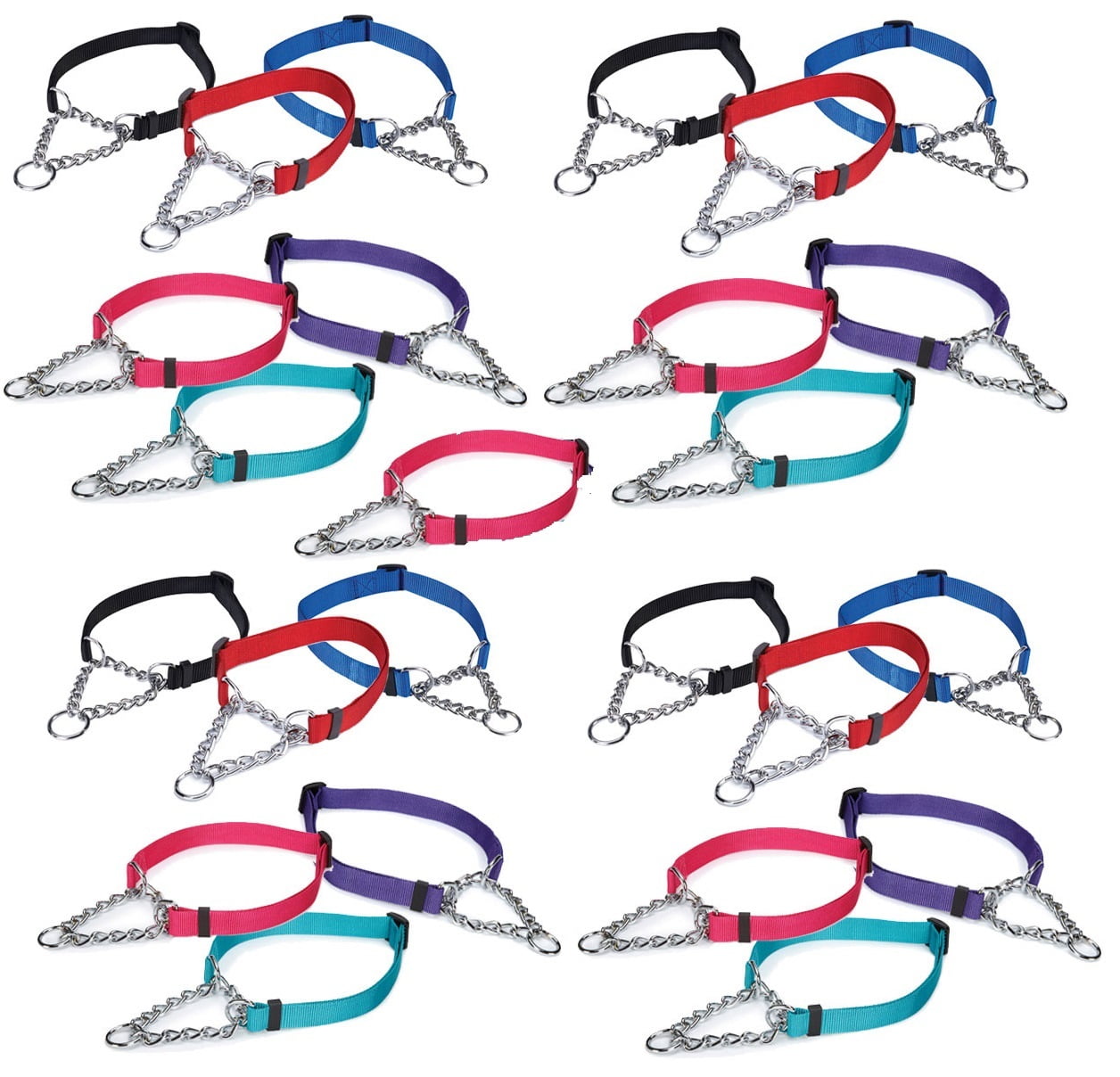 25 Chain Martingale Dog Collar Bulk Shelter Rescue Vet Assorted Color