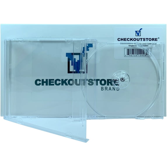 (25) CheckOutStore Standard Single 1-Disc CD Jewel Cases, Unassembled (Carton + Clear Tray)