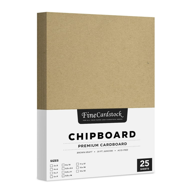25 Chipboard Sheets – 8.5 x 14 Brown Kraft Cardboard – Medium Weight 30Pt  (.030 Caliper Thickness) Paper Board | Great for Arts & Crafts, Packaging