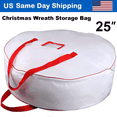 thumbnail image 1 of 25" Christmas Wreath Storage Bag For 25" Artificial Wreaths with Durable Handles & Dual Smooth Zipper Holiday Xmas Durable Material Storage Container - White, 1 of 8