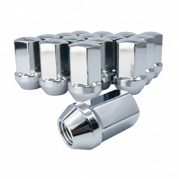 25 Chrome 14x1.5 OEM Solid Style Large Seat Lug Nuts - 7/8, 22mm Hex - 1.65 Inch Tall - Fits Many Camaro, Dodge, CTS-V, Charger, RAM 1500