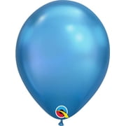 25 Chrome Blue Latex Balloons 11"