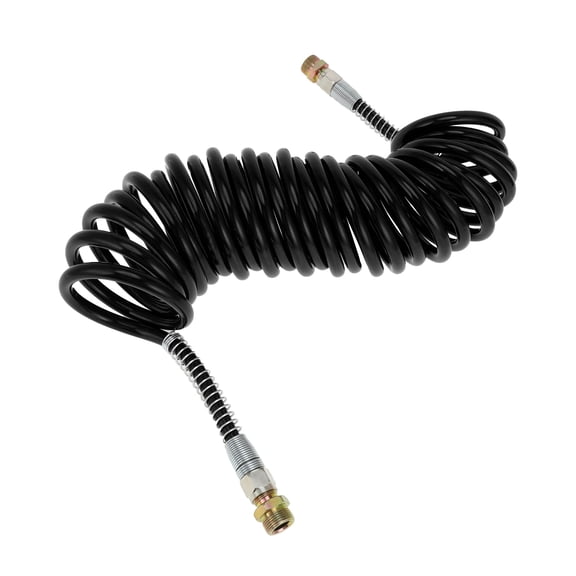 25 Circle Air Brake Hose Oil Cooler Coiled Short Tail Line Brake Coil Cable for Trucks Tractors Assembly with M22x1.5 NPT Fitting Black 24.5 FT