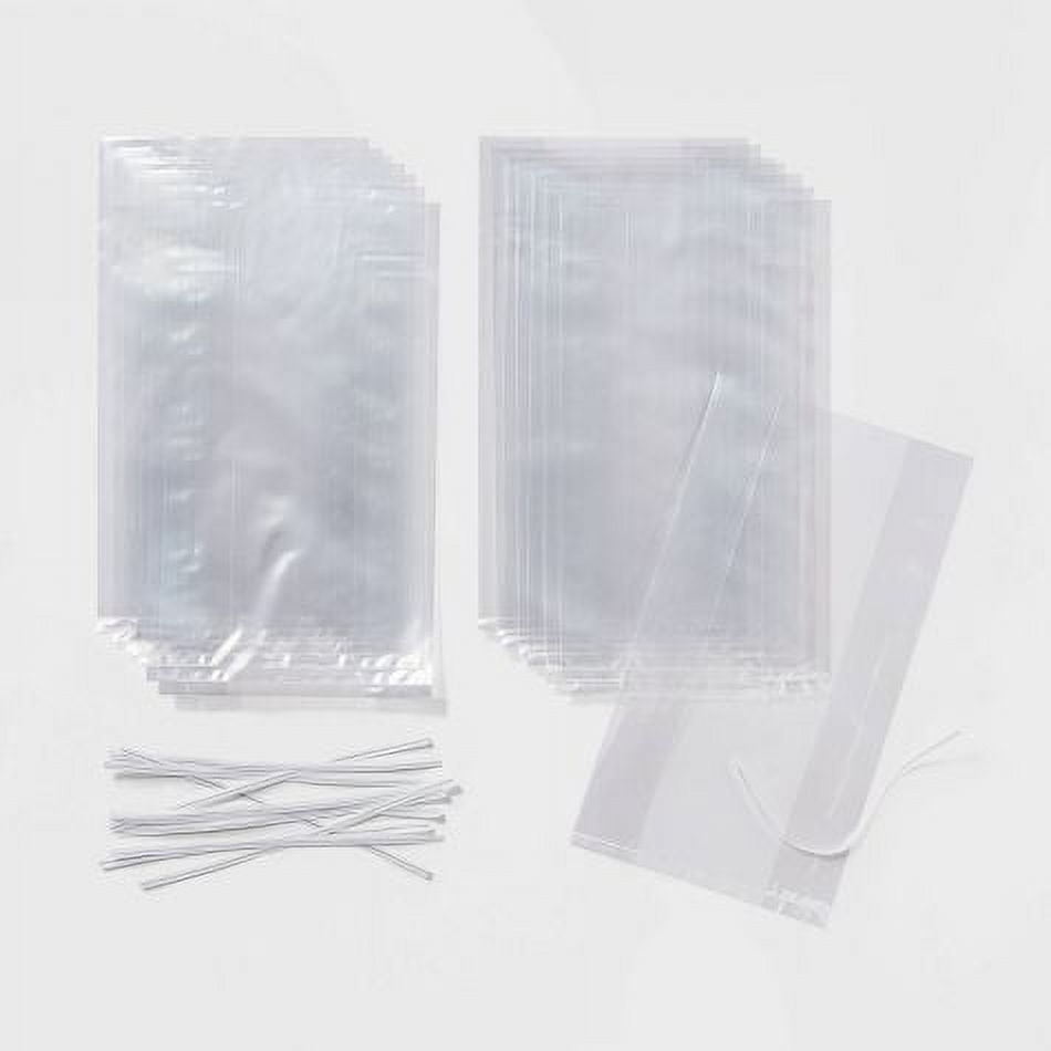 25 Clear Treat Bags Party Loot w/ Twist Ties 11” x 5”