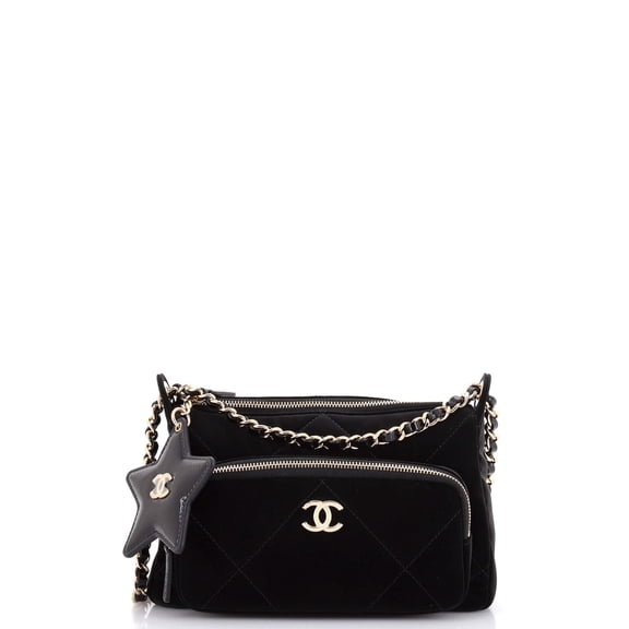 25 Clutch With Chain Quilted Velvet Effect Nylon and Shiny Crumpled Calfskin Mini By Rebag