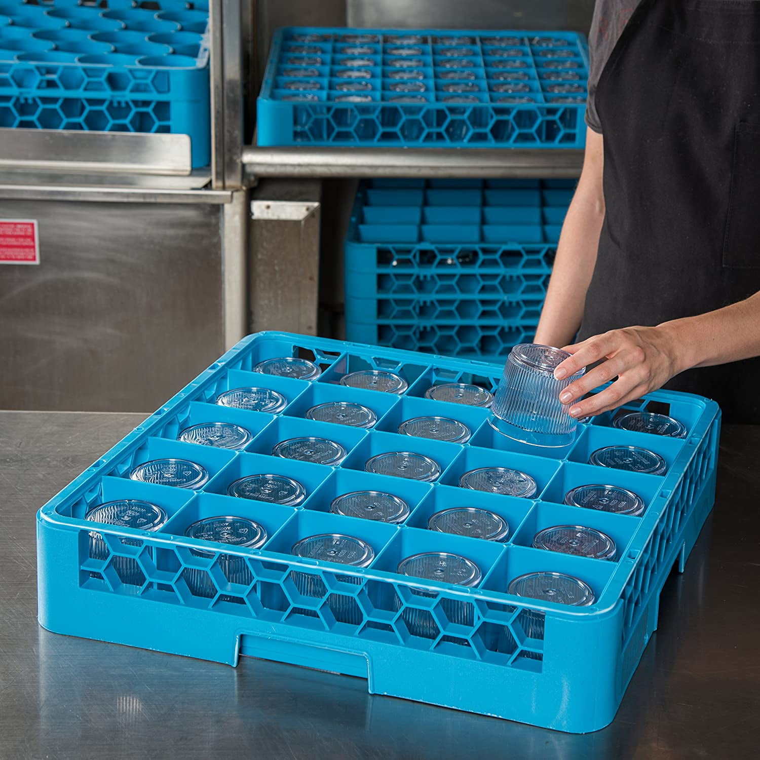 25 Compartment Full Size OptiClean Glass Rack for Wine Goblets and Rocks Glasses