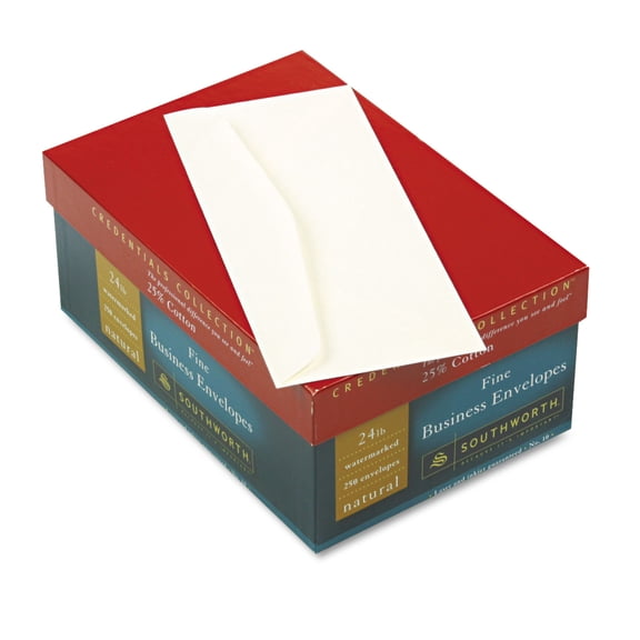 Southworth 25% Cotton #10 Business Envelope Natural 24 lbs. Wove 250/Box FSC J404N10